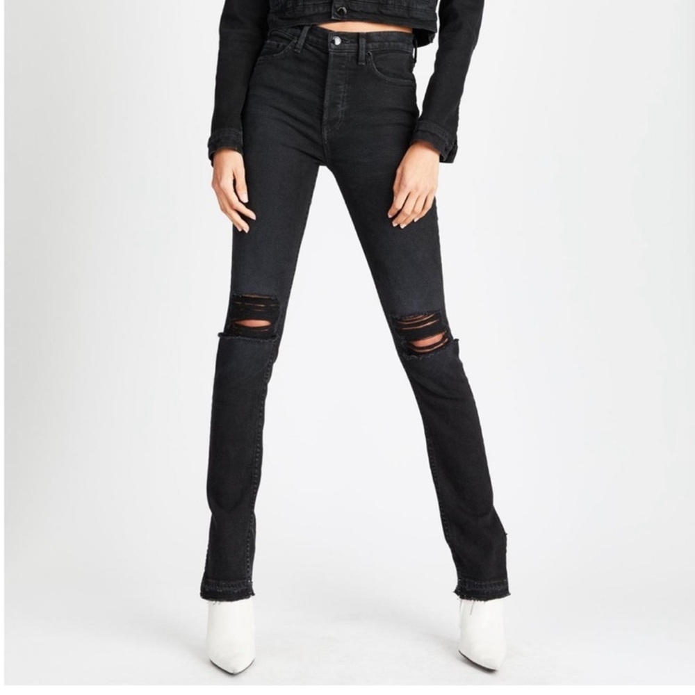 Revolve COTTON CITIZEN High Split Jean in Washed Black Size 25” Waist NEW